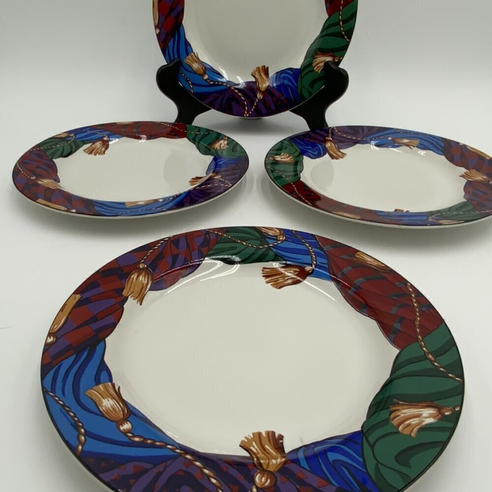 Set of 4 1993 Vitromaster Curtain Call Salad Plates Designed by Sue Zipkin - Picture 5 of 8